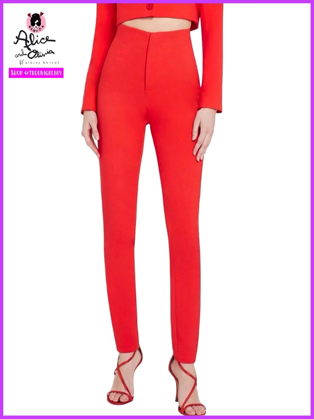 Alice + Olivia Lorinda Poppy Red High Waist Skinny Pant
